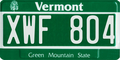 VT license plate XWF804