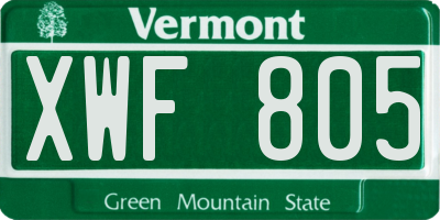 VT license plate XWF805