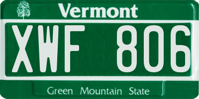 VT license plate XWF806