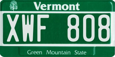VT license plate XWF808