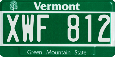 VT license plate XWF812