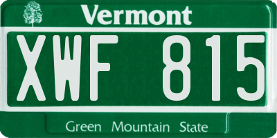 VT license plate XWF815