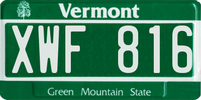 VT license plate XWF816