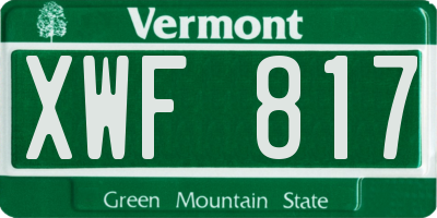 VT license plate XWF817