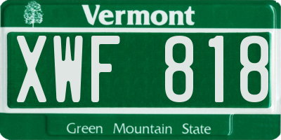 VT license plate XWF818