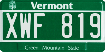 VT license plate XWF819