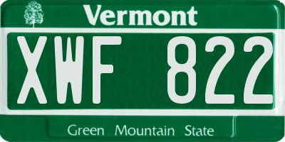 VT license plate XWF822