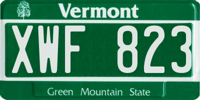 VT license plate XWF823