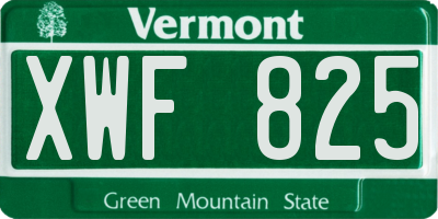 VT license plate XWF825
