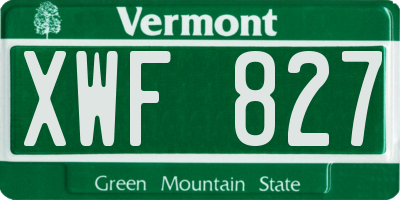 VT license plate XWF827
