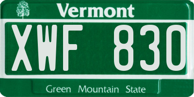 VT license plate XWF830