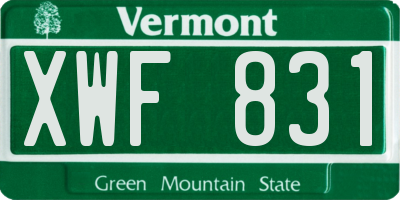 VT license plate XWF831