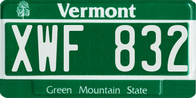 VT license plate XWF832