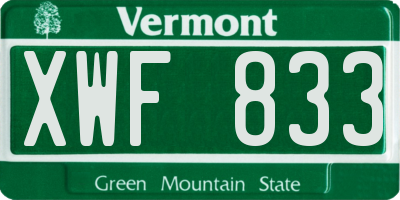 VT license plate XWF833