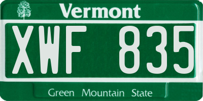 VT license plate XWF835