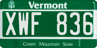 VT license plate XWF836