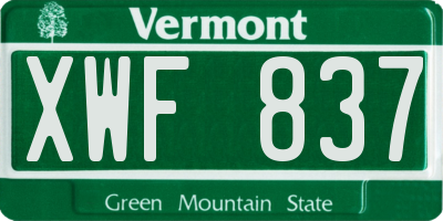 VT license plate XWF837