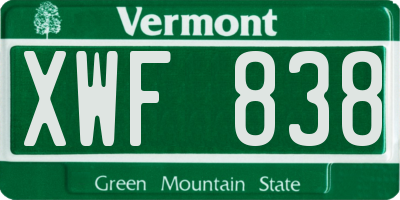 VT license plate XWF838