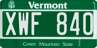 VT license plate XWF840