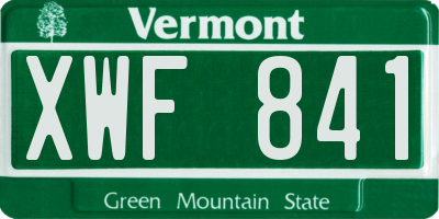 VT license plate XWF841