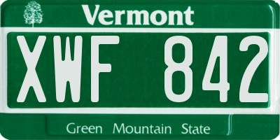VT license plate XWF842
