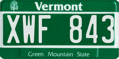 VT license plate XWF843