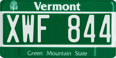 VT license plate XWF844