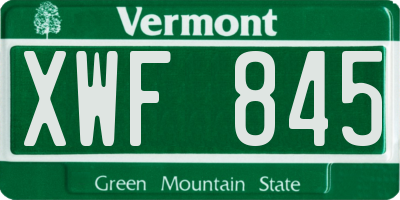 VT license plate XWF845