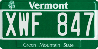 VT license plate XWF847