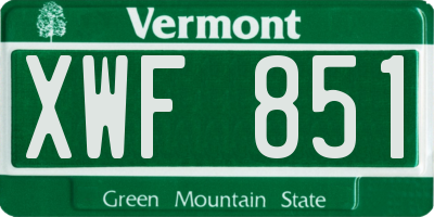 VT license plate XWF851