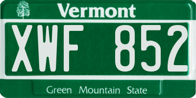 VT license plate XWF852