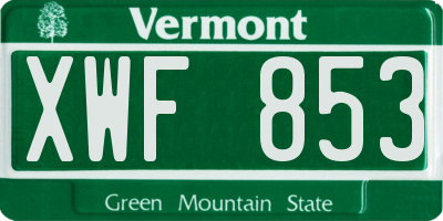 VT license plate XWF853