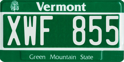 VT license plate XWF855