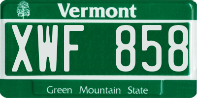 VT license plate XWF858