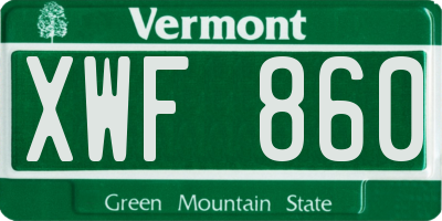 VT license plate XWF860