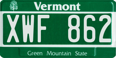 VT license plate XWF862