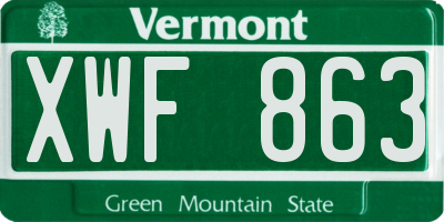 VT license plate XWF863