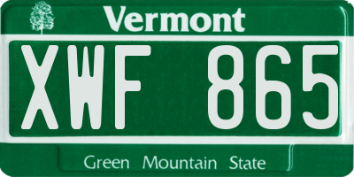 VT license plate XWF865