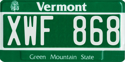 VT license plate XWF868