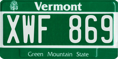 VT license plate XWF869