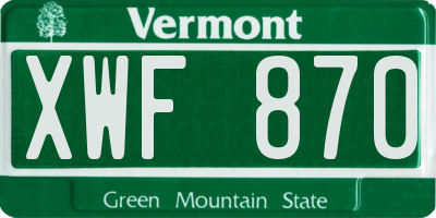 VT license plate XWF870