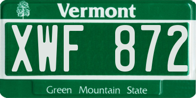 VT license plate XWF872
