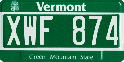 VT license plate XWF874
