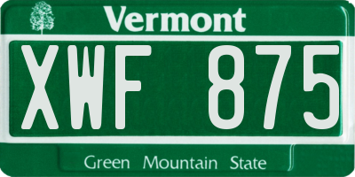 VT license plate XWF875