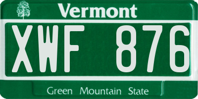 VT license plate XWF876