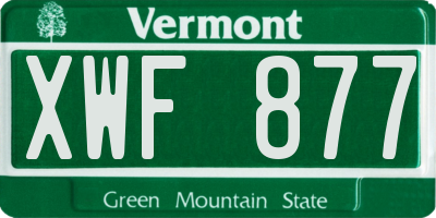 VT license plate XWF877