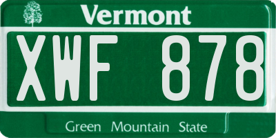 VT license plate XWF878