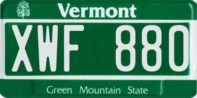 VT license plate XWF880