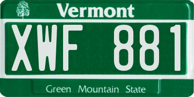 VT license plate XWF881