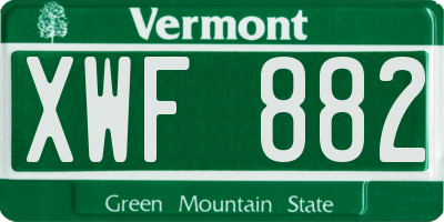 VT license plate XWF882